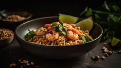 Creamy Spicy Garlic Noodles With Shrimp